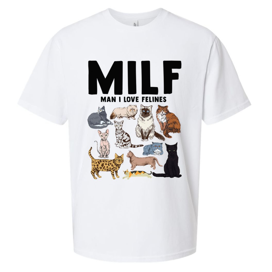 MILF Man I Love Felines Funny Cat Vintage Sueded Cloud Jersey T-Shirt