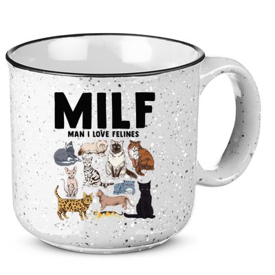 MILF Man I Love Felines Funny Cat Vintage 15oz Campfire Ceramic Mug
