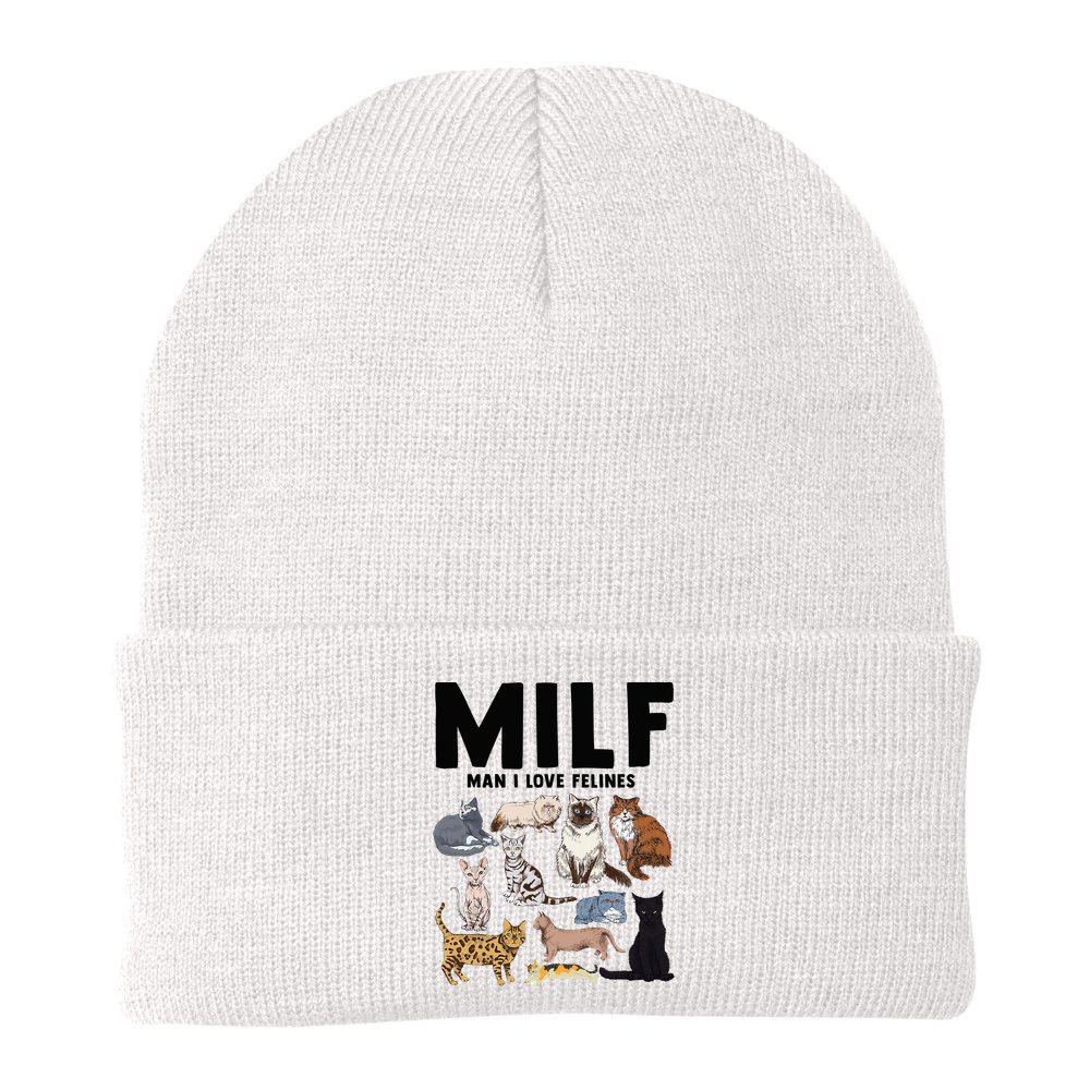 MILF Man I Love Felines Funny Cat Vintage Beanie
