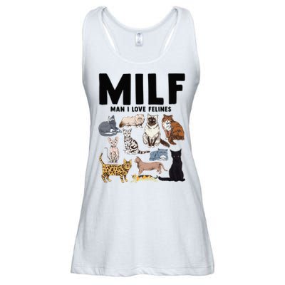 MILF Man I Love Felines Funny Cat Vintage Ladies Essential Flowy Tank