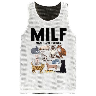 MILF Man I Love Felines Funny Cat Vintage Mesh Reversible Basketball Jersey Tank
