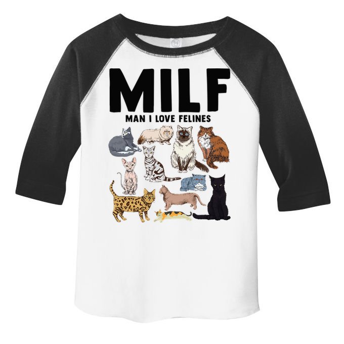 MILF Man I Love Felines Funny Cat Vintage Toddler Fine Jersey T-Shirt