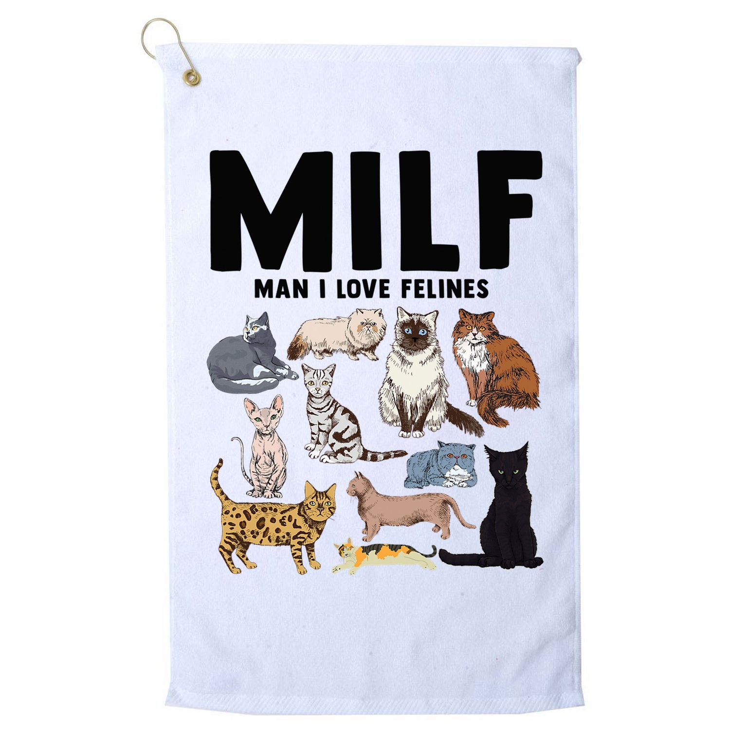 MILF Man I Love Felines Funny Cat Vintage Golf Towel