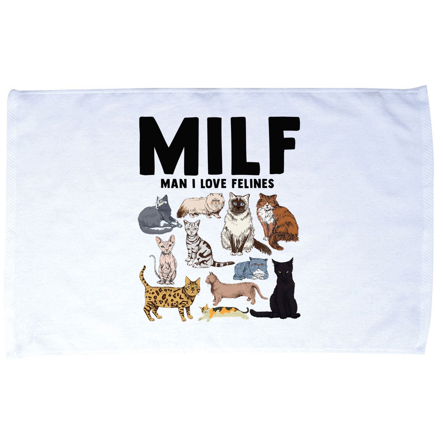 MILF Man I Love Felines Funny Cat Vintage Microfiber Hand Towel