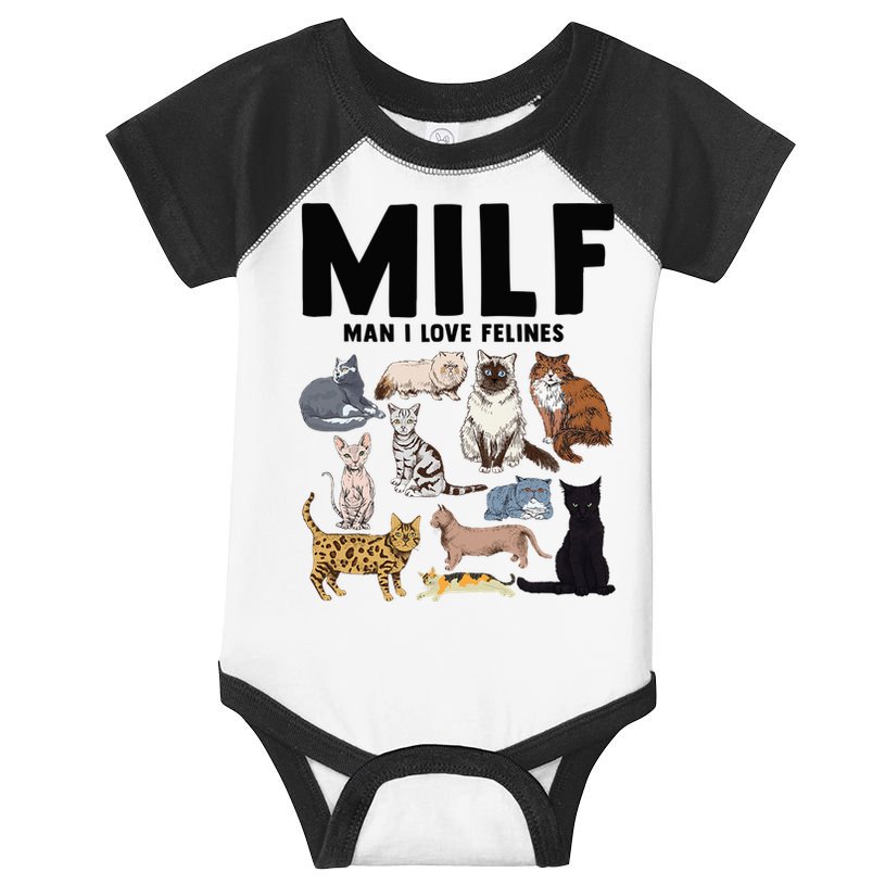 MILF Man I Love Felines Funny Cat Vintage Infant Baby Jersey Bodysuit