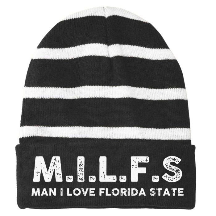 MILFS Man I Love Florida States Vintage Striped Beanie with Solid Band