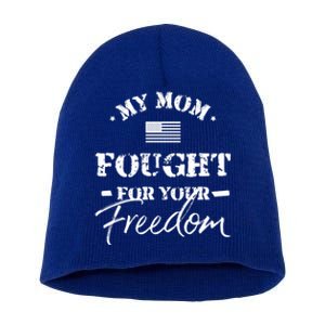 My Mom Is A Veteran Daughter Son Gift Short Acrylic Beanie