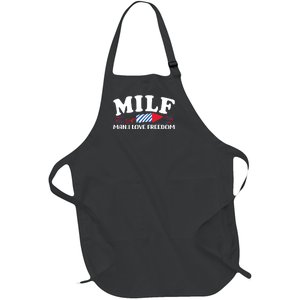 Milf Man I Love Freedom Funny 4th Of July Full-Length Apron With Pockets