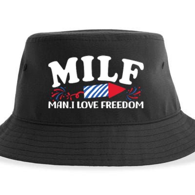 Milf Man I Love Freedom Funny 4th Of July Sustainable Bucket Hat