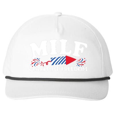 Milf Man I Love Freedom Funny 4th Of July Snapback Five-Panel Rope Hat