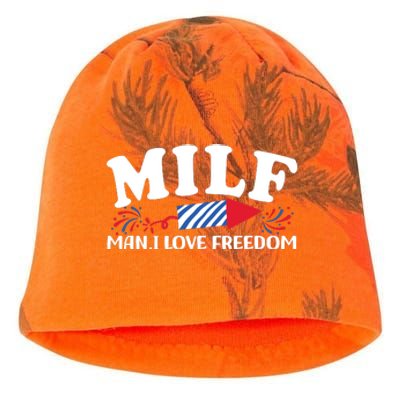 Milf Man I Love Freedom Funny 4th Of July Kati - Camo Knit Beanie