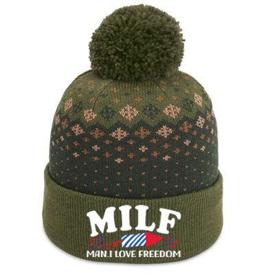 Milf Man I Love Freedom Funny 4th Of July The Baniff Cuffed Pom Beanie