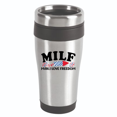 Milf Man I Love Freedom Funny 4th Of July 16oz Travel Tumbler