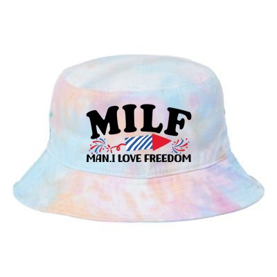 Milf Man I Love Freedom Funny 4th Of July Tie Dye Newport Bucket Hat