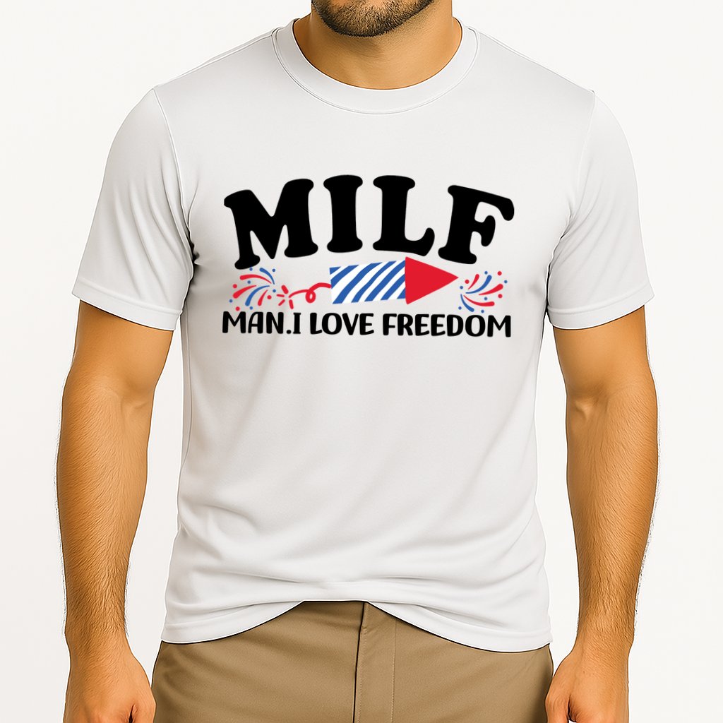 Milf Man I Love Freedom Funny 4th Of July Cooling Performance Crew T-Shirt
