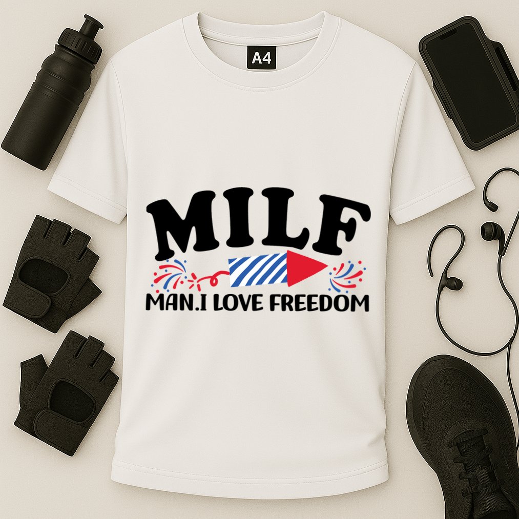 Milf Man I Love Freedom Funny 4th Of July Cooling Performance Crew T-Shirt
