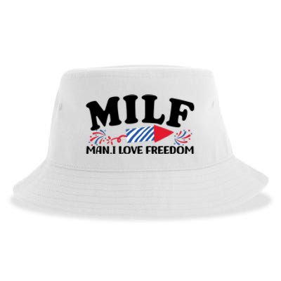 Milf Man I Love Freedom Funny 4th Of July Sustainable Bucket Hat