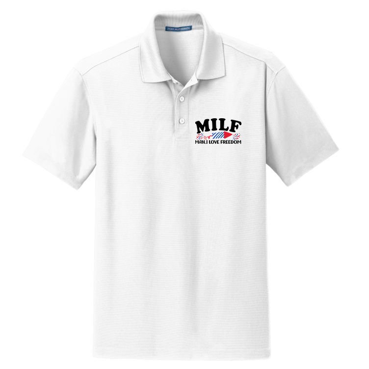 Milf Man I Love Freedom Funny 4th Of July Dry Zone Grid Polo