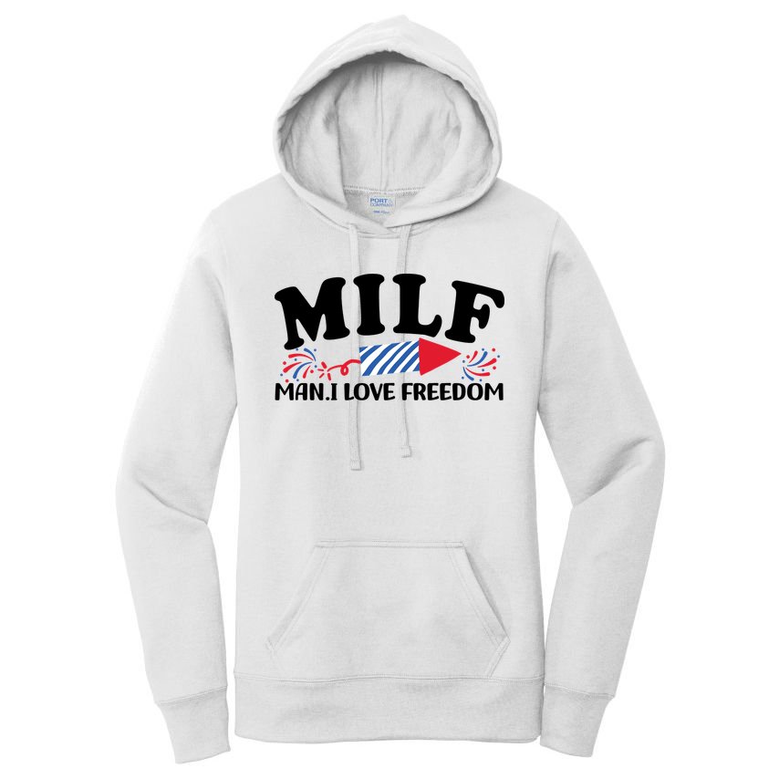 Milf Man I Love Freedom Funny 4th Of July Women's Pullover Hoodie