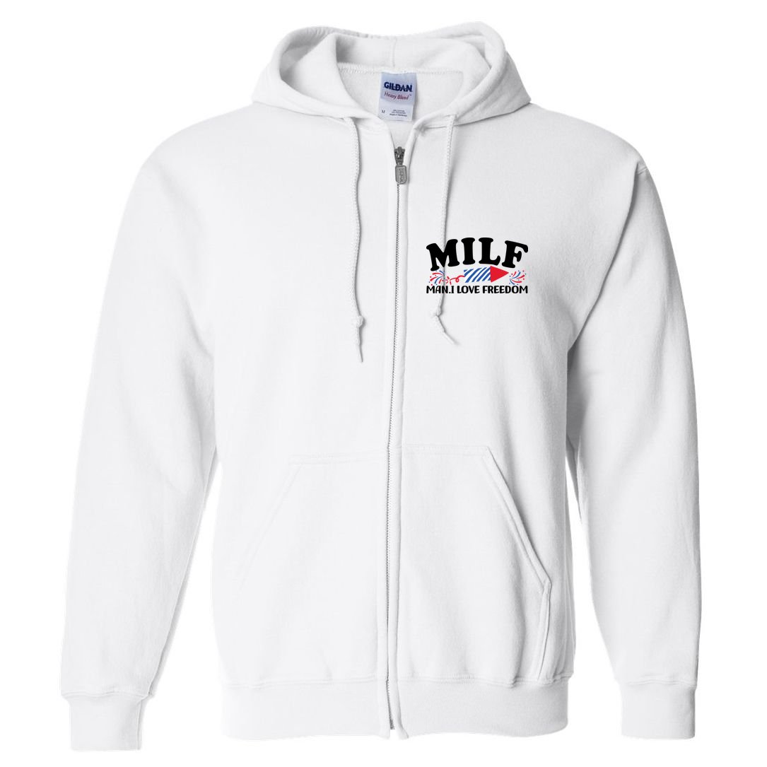 Milf Man I Love Freedom Funny 4th Of July Full Zip Hoodie