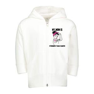 My Mom Is Stronger Than Cancer Breast Cancer Toddler Zip Fleece Hoodie