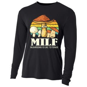 Milf Mushrooms ID Like To Forage Funny Saying Cooling Performance Long Sleeve Crew