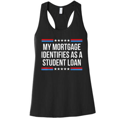 My Mortgage Identifies As A Student Loan Cancel Student Debt Women's Racerback Tank