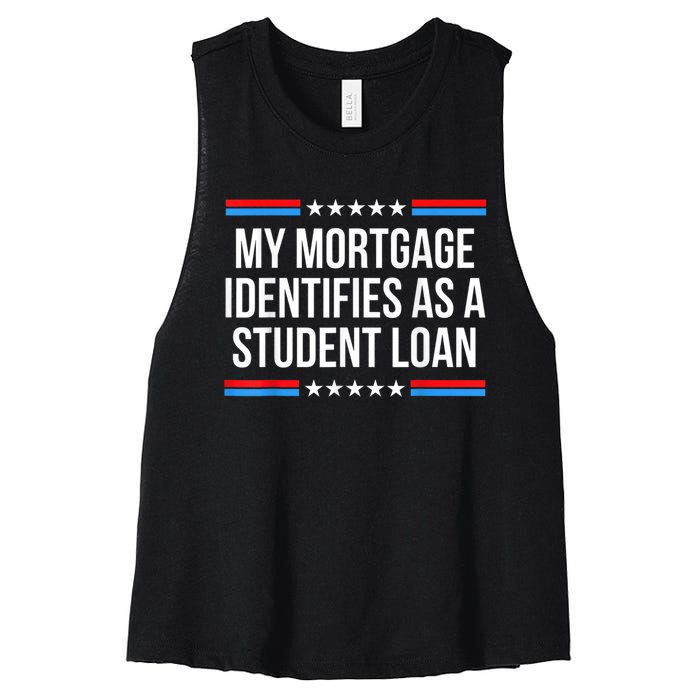 My Mortgage Identifies As A Student Loan Cancel Student Debt Women's Racerback Cropped Tank