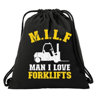 M.I.L.F Man I Love Forklifts Jokes Funny Forklift Driver Drawstring Bag