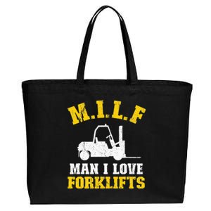 M.I.L.F Man I Love Forklifts Jokes Funny Forklift Driver Cotton Canvas Jumbo Tote