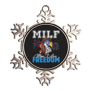 Milf Man I Love Freedom Eagle Funny Patriotic 4th Of July Metallic Star Ornament