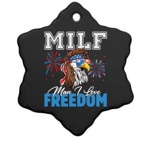 Milf Man I Love Freedom Eagle Funny Patriotic 4th Of July Ceramic Star Ornament