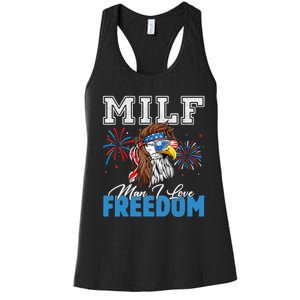 Milf Man I Love Freedom Eagle Funny Patriotic 4th Of July Women's Racerback Tank