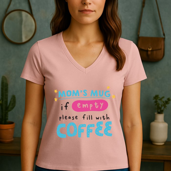 Mom's Mug Is Empty Please Fill With Coffee Women's V-Neck T-Shirt