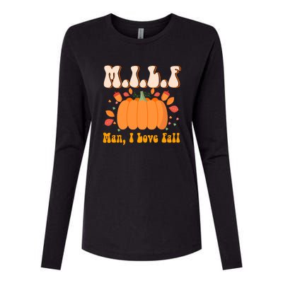 MILF Man I Love Fall Funny Pumpkin Autumn Lover Womens Cotton Relaxed Long Sleeve T-Shirt