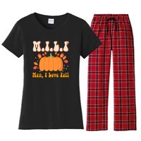 MILF Man I Love Fall Funny Pumpkin Autumn Lover Women's Flannel Pajama Set