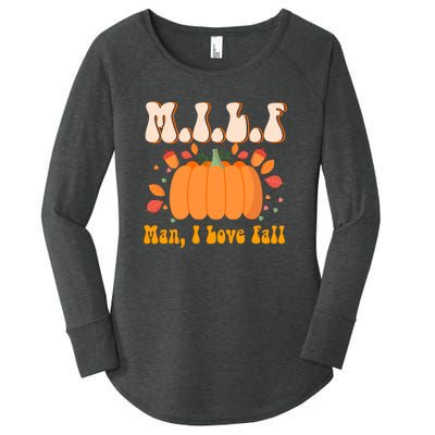 MILF Man I Love Fall Funny Pumpkin Autumn Lover Women's Perfect Tri Tunic Long Sleeve Shirt