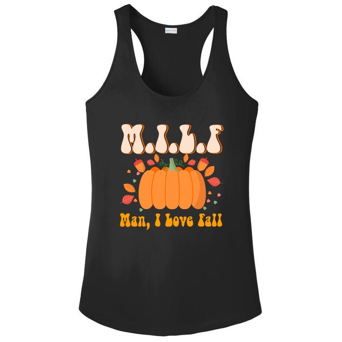 MILF Man I Love Fall Funny Pumpkin Autumn Lover Ladies PosiCharge Competitor Racerback Tank