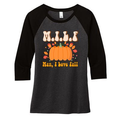 MILF Man I Love Fall Funny Pumpkin Autumn Lover Women's Tri-Blend 3/4-Sleeve Raglan Shirt