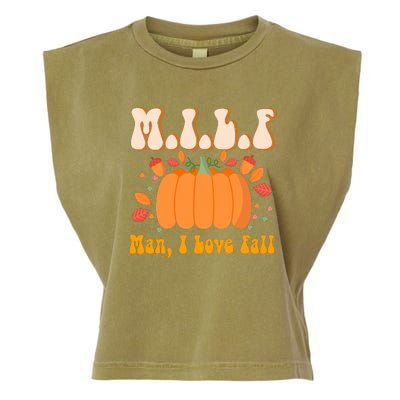 MILF Man I Love Fall Funny Pumpkin Autumn Lover Garment-Dyed Women's Muscle Tee