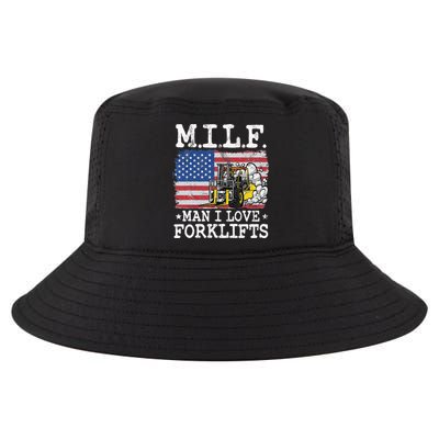 M.I.L.F. Man I Love Forklifts American Flag Forklift Driver Cool Comfort Performance Bucket Hat