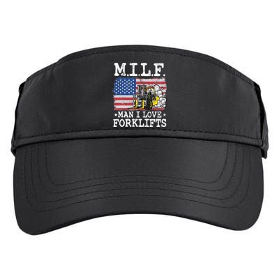 M.I.L.F. Man I Love Forklifts American Flag Forklift Driver Adult Drive Performance Visor