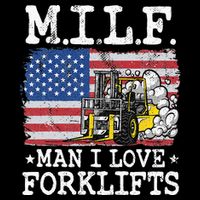 M.I.L.F. Man I Love Forklifts American Flag Forklift Driver Drawstring Bag