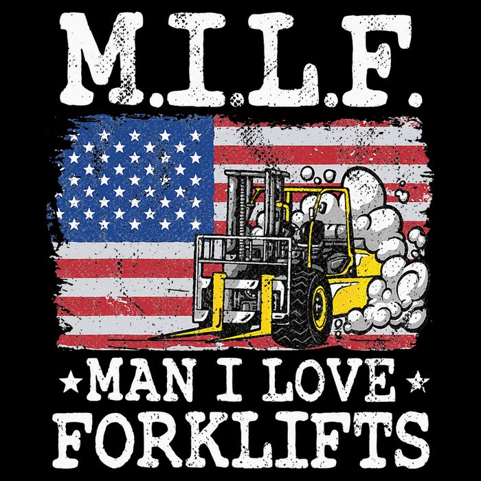 M.I.L.F. Man I Love Forklifts American Flag Forklift Driver Drawstring Bag