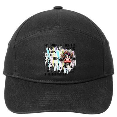 My Mind Is Like My Internet Browser Funny Cow 7-Panel Snapback Hat