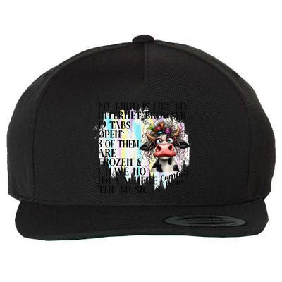 My Mind Is Like My Internet Browser Funny Cow Wool Snapback Cap