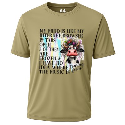 My Mind Is Like My Internet Browser Funny Cow Cooling Performance Crew T-Shirt