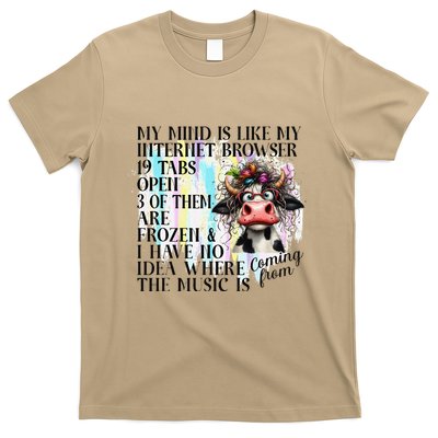 My Mind Is Like My Internet Browser Funny Cow T-Shirt
