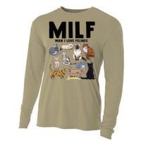 MILF Man I Love Felines Funny Cat Vintage Cooling Performance Long Sleeve Crew