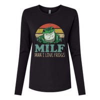 Milf Man I Love Frogs Funny Saying Frog Amphibian Lovers Womens Cotton Relaxed Long Sleeve T-Shirt